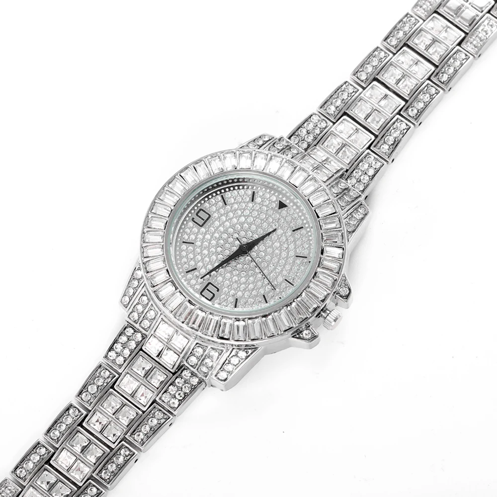 Кварцевые наручные часы в стиле хип-хоп полностью Украшенные стразами