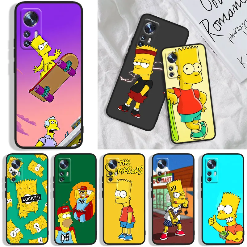 

Kids Disney The Simpsons Phone Case For Xiaomi Mi A1(5X) A2(6X) A3(CC9E) Play Mix 3 8 9 9T Note 10 Lite Pro SE Black Funda Cover