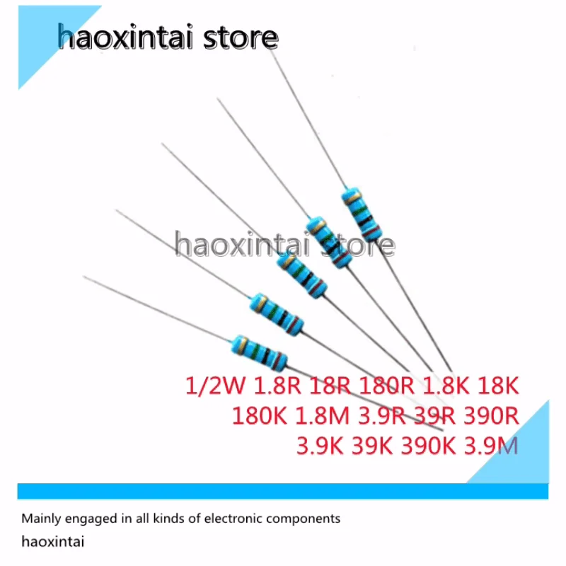 Кольцевая пленка 1/2 Вт сопротивление углеродной пленки 1 8R 18R 180R 8K 18K 180K 8M 3 9R 39R 390R 9K