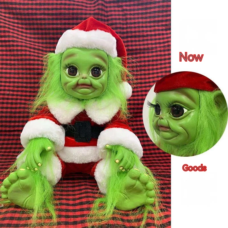 

2022 Рождественская игрушка новорожденный младенец Grinch, Реалистичная мультяшная кукла, кукла-игрушка для детей, рождественские подарки, мягк...