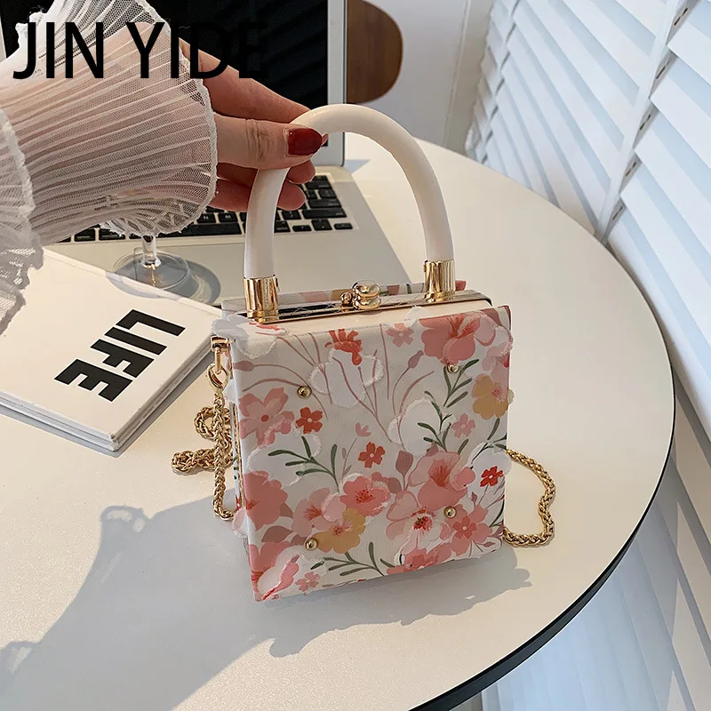 

JIN YIDE Summer Bag Fashion Lace Flower Style Chain Box Shoulder Bag Women Evening Box Bag Dinner Bag Bags Women Messenger Bag