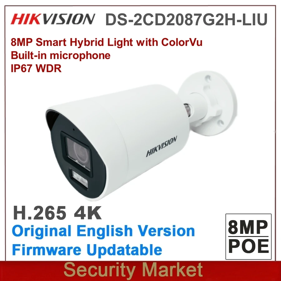 

Hikvision-DS-2CD2087G2H-LIU inteligente Original de 8MP, luz híbrida con ColorVu, cámara de red de vigilancia fija