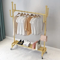gold rack clothes garment for boutique movable entrance clothes rack standing floor bedroom colgador de ropa home eccessories