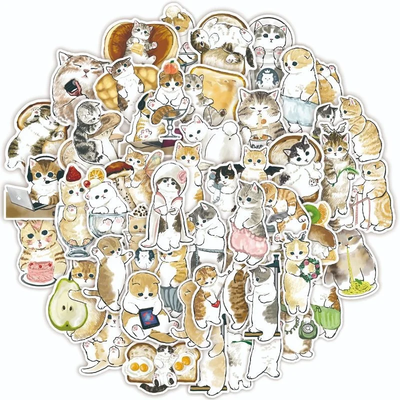 

50pcs/Pack Cute Cat Stickers Waterproof Skateboard Motorcycle Guitar Luggage Laptop Bicycle Sticker Kids Toys