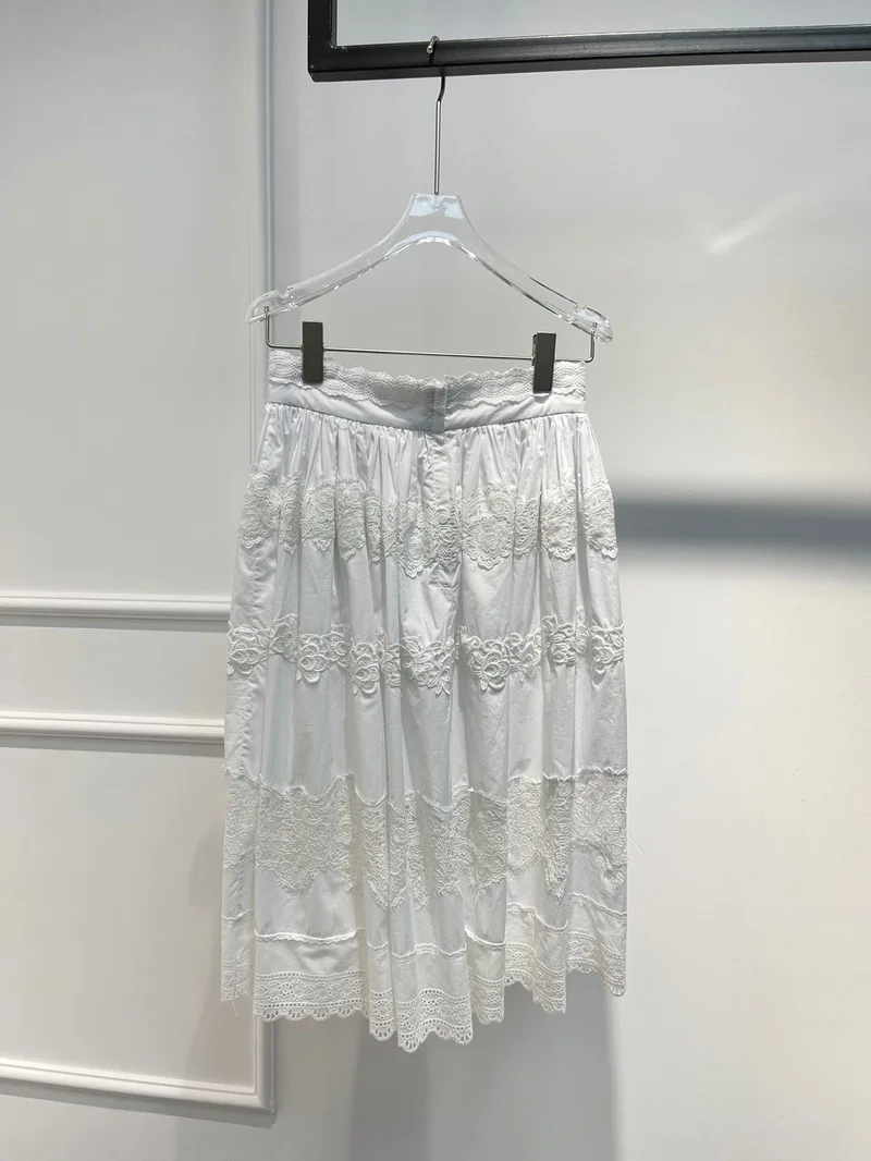 

Женская хлопковая юбка средней длины, однотонная белая юбка с цветочным принтом, Слитная юбка из высококачественного хлопка, лето 2022