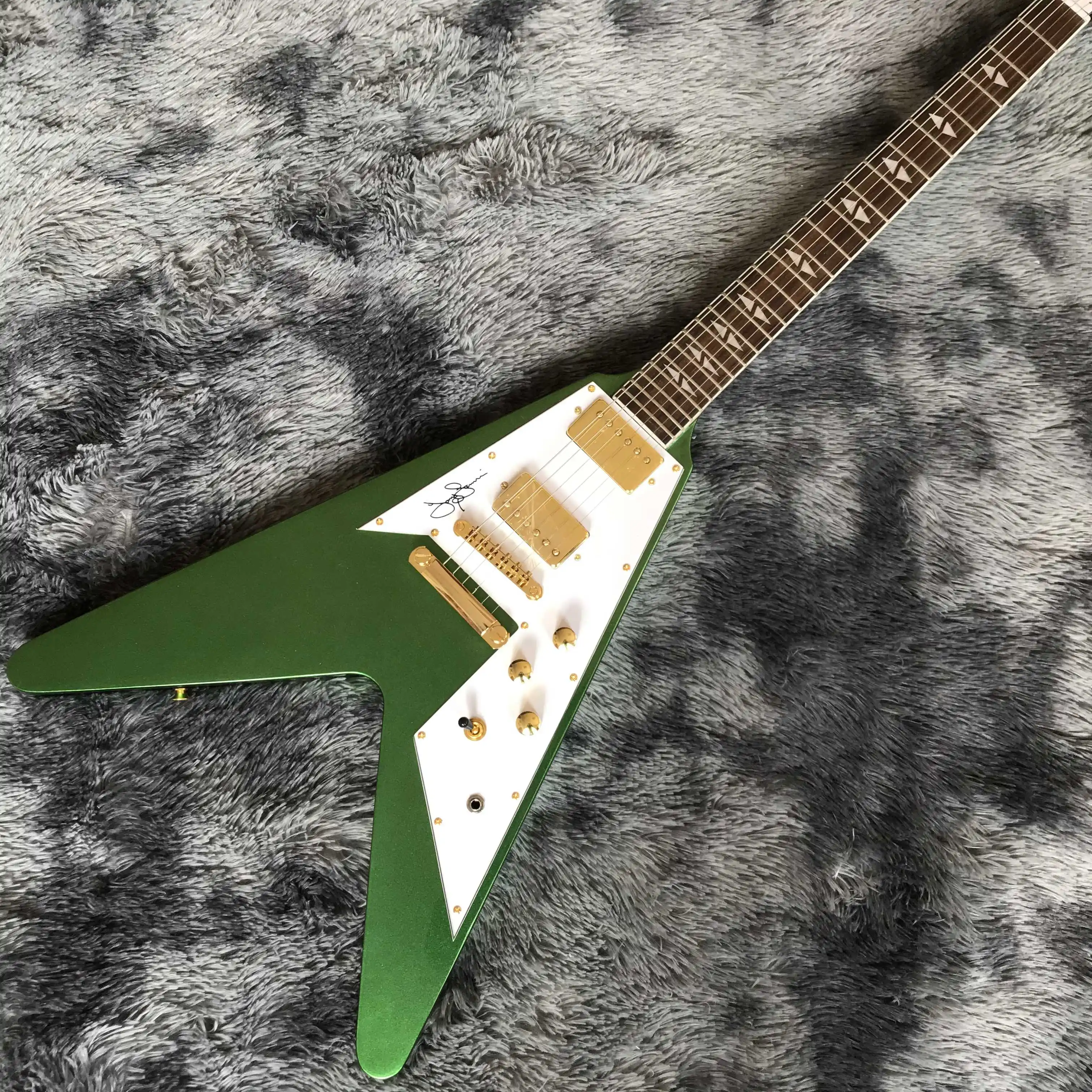 

Бесплатная доставка, зеленый, белый узор, специальная форма, электрогитара, новинка 2022 года, Элитный стиль, модная