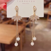 long tassel simulated pearl drop earrings for women gift 2022 new fashion hanging drop earrings jewelry ol gold color pendientes