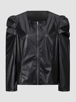finjani plus size gigot sleeve pu jacket womens spring and autumn zip up coat top