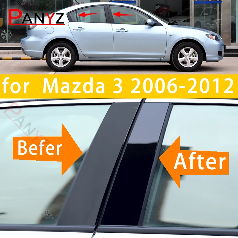 

For Mazda 3 2006-2012 8PCS Polished Pillar Posts Fit Window Trim Cover BC Column Sticker Chromium Styling
