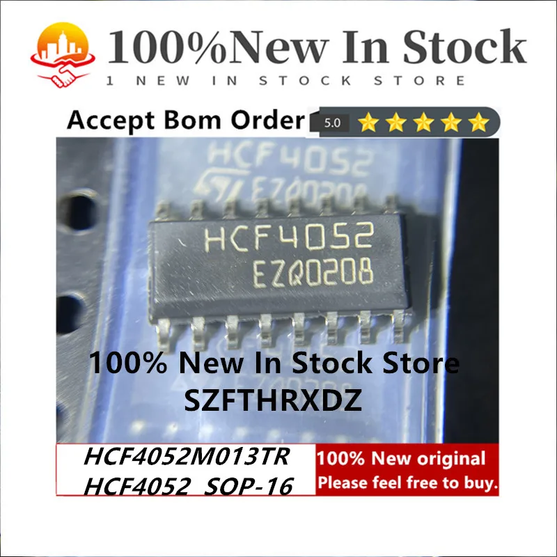 100% Новый оригинальный аналоговый мультиплексор HCF4052M013TR SOP16 HCF4052 SOP-16 двойной 4:1 16-Pin
