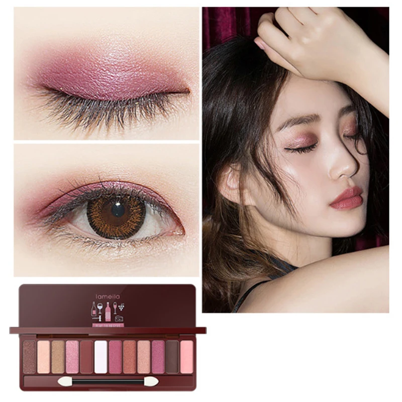 

Sdattor 12 Colors Waterproof Eye Makeup Eyeshadow Highly Pigmented Design Durable Matte Earth Color Pearlescent Palette Eyeshado