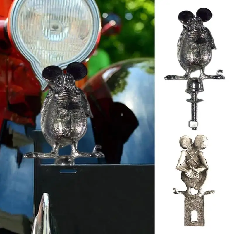 

Alloy Hood Pendants Stand Funny Rat Sculpture Auto Bonnet Decoration Ornaments Creative Styling Accessories For Vehicles