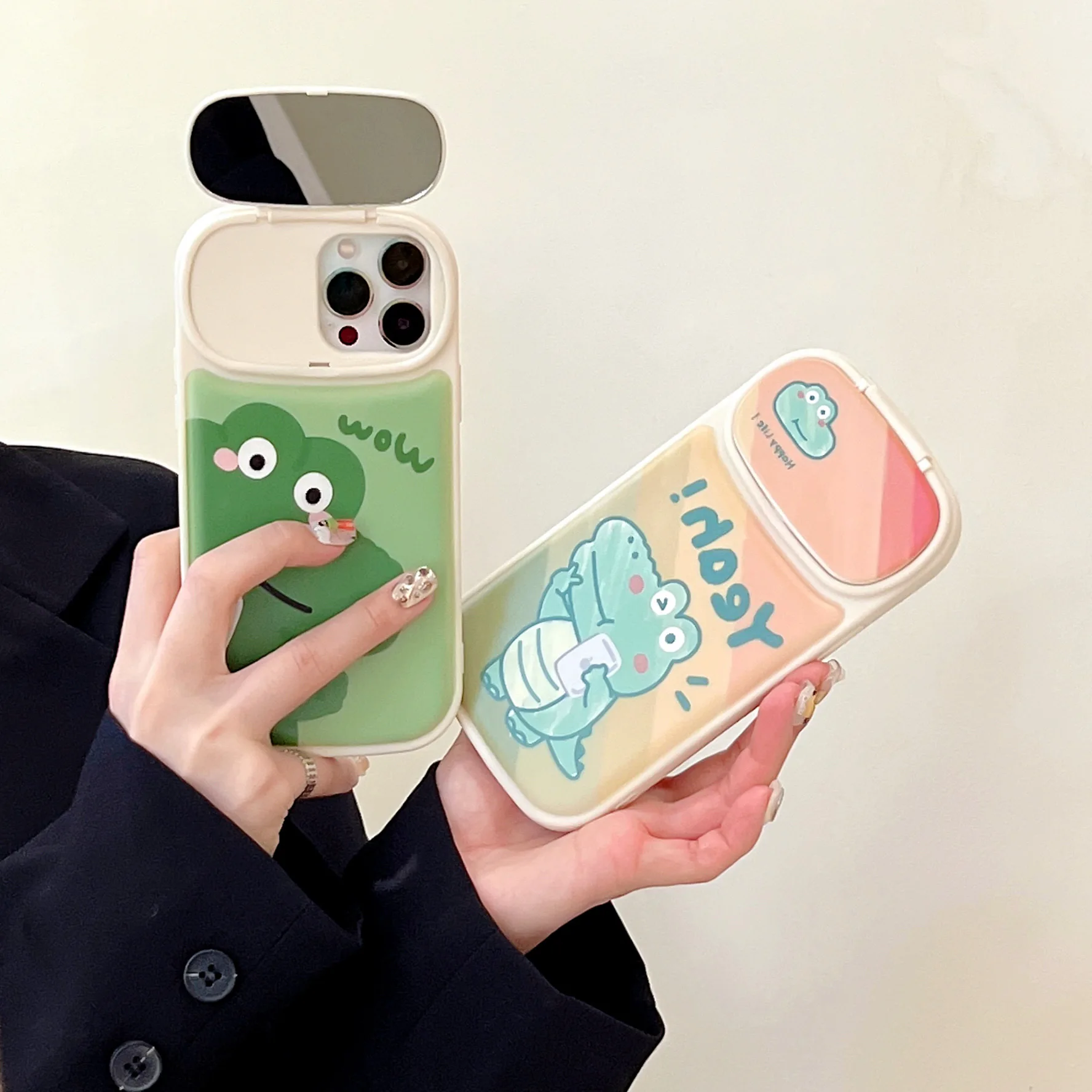 

Cute Crocodile Fashion Cartoon Mirror with High Appearance Phone Case For iphone14 13 12 11 Pro Max XS X XRFashion new products