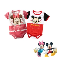 disney minnie mouse baby clothes baby girl cartoon rompers unisex classic mickey cartoon print short sleeve snap crotch jumpsuit