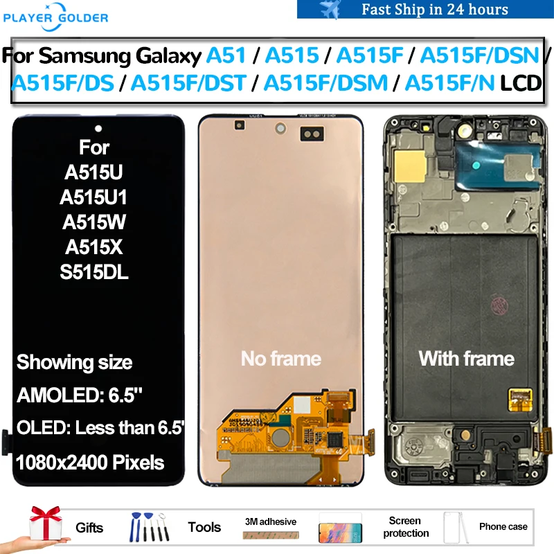 AMOLED для Samsung Galaxy A51 A515 A515F A515F/DSN A515F/DST Pantalla ЖК-дисплей с сенсорной панелью и