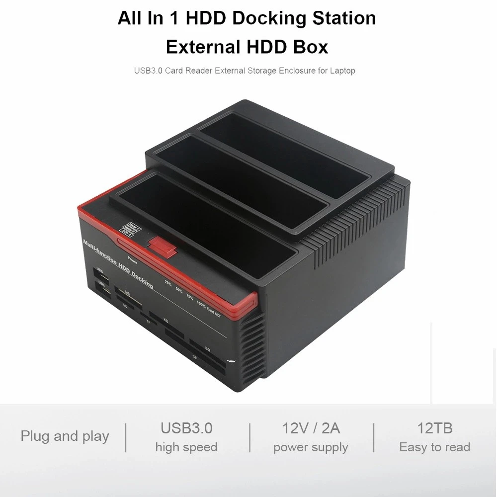 

Док-станция для жестких дисков 2,5/3,5 дюйма, USB 3,0, 2 SATA 1 IDE