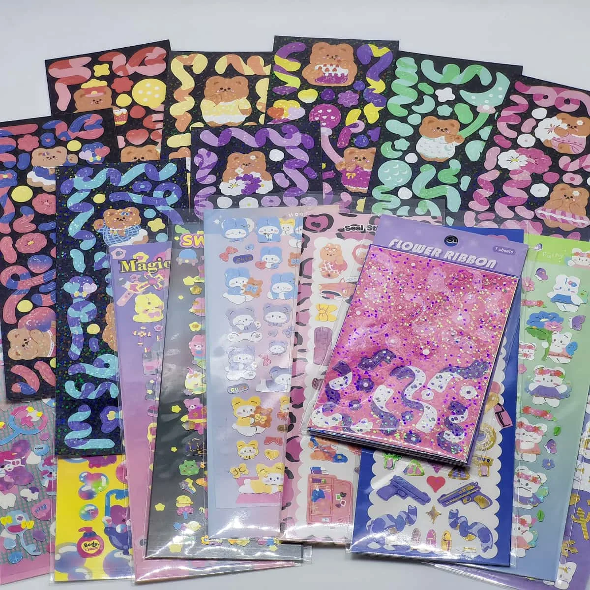 8 ~ 10 шт. милые корейские голографические наклейки коллекции-кавайная лента с