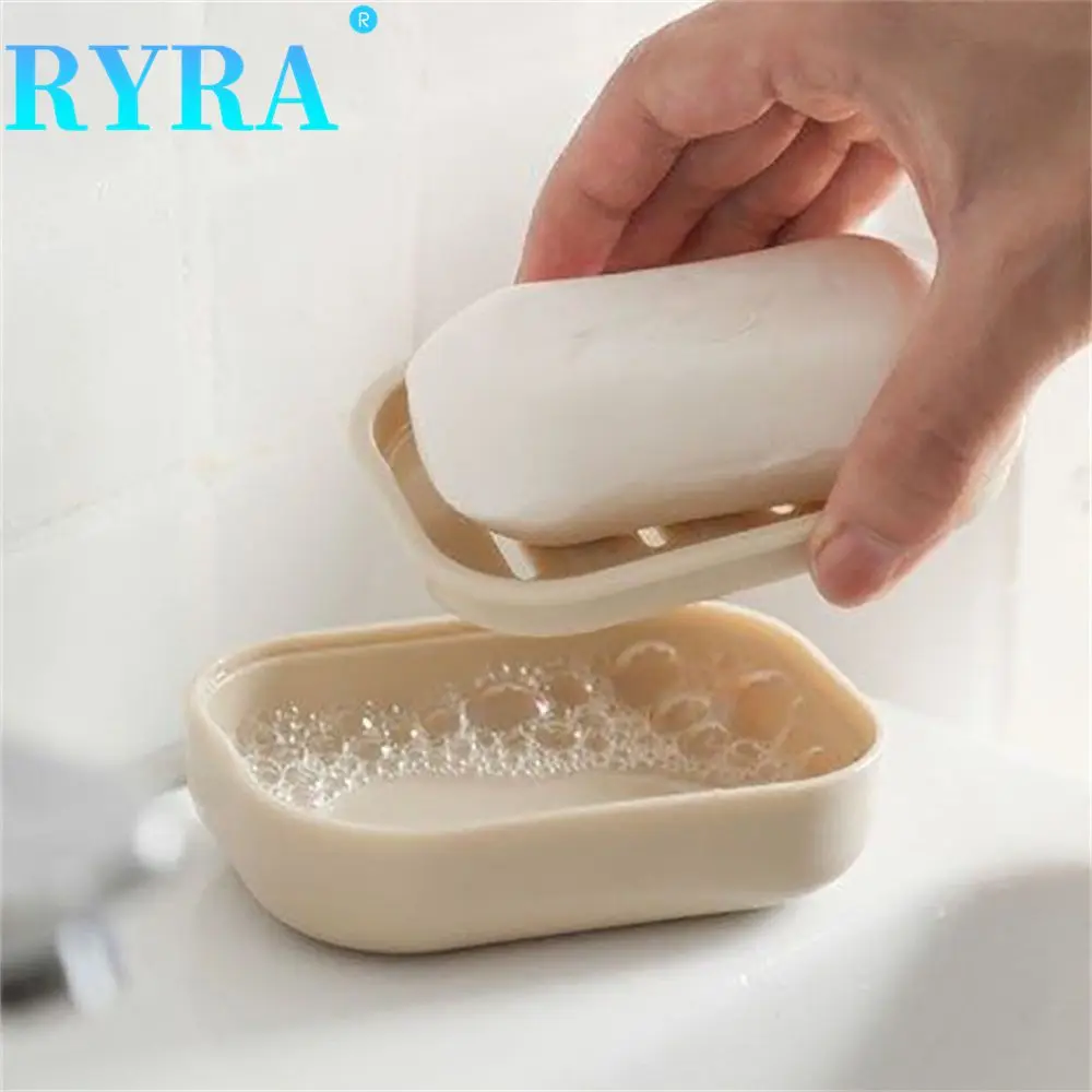 

Soaps Holder Plastic Japanese Plastic Double-layer With Cover Bathroom Supplies Generous Soap Case Square Shower Travel Rack