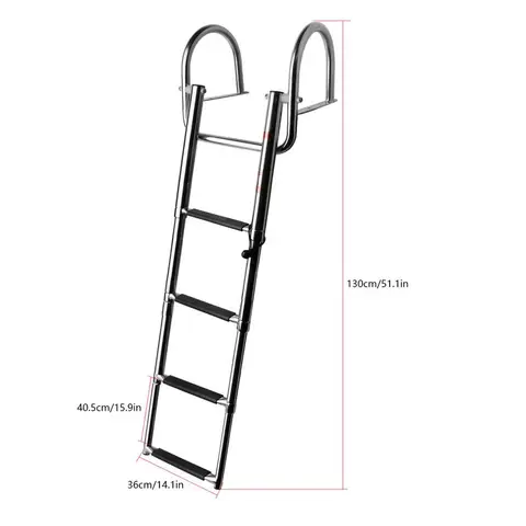 Телескопическая складная лестница из нержавеющей стали, выдвижная лестница для лодки, тяжелая морская лестница для посадки, лестница для плавания с педалью, ручные перила
