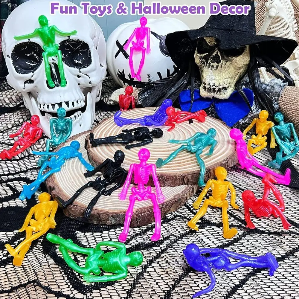 

10Pcs High Quality Creative Simulation Decompression Halloween Stretchy Toys Skeleton Bulk Relief Toy Tricky Prank Toy