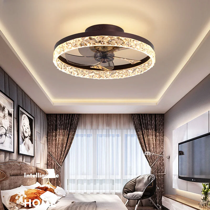 

New Modern Ceiling Fan With Remote Control Hanging Lamps Sloped Ceiling Adaptable Bedroom Living Room Parlor Foyer Mininalist De