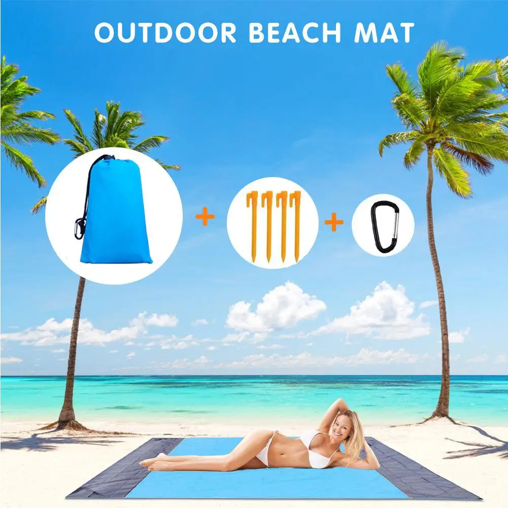 

Outdoor Beach Mat Portable Lightweight Waterproof Picnic Mat Camping Blanket With Storage Bag 200 x 200cm 300g Beach Mat Cushion
