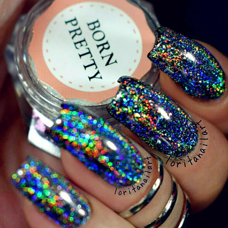 

BORN PRETTY Shining Nail Glitter Power Holographic Nail Sequins Paillettes Pigment Powder Nail Art Dust 0.2g 0.5g Decoration