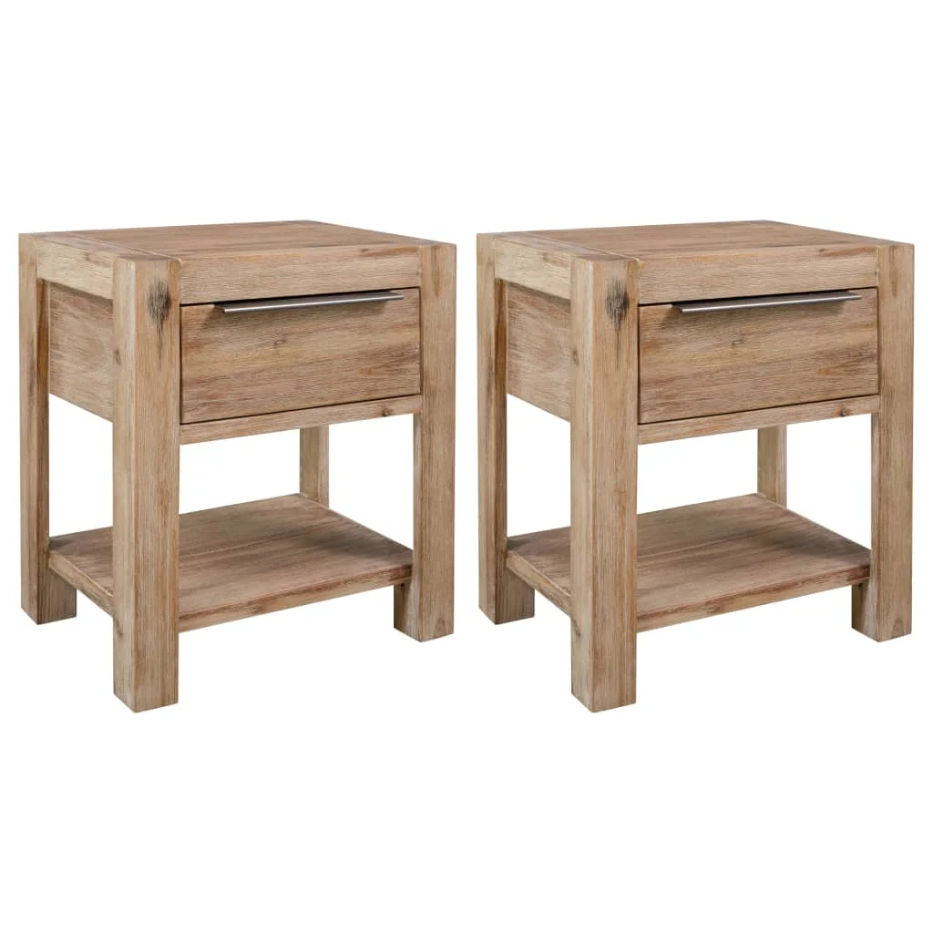 

Nightstands with Drawers 2 pcs 15.7"x11.8"x18.9" Solid Acacia Wood Bedside Cabinet Home Furniture