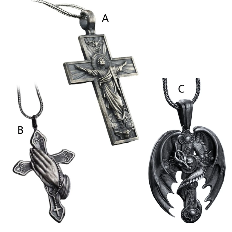 

41XF for Cross Necklaces for Women Punk Style for Cross Pendant Choker Jewelry Anniversary Birthday Gift for Women Girlfriend