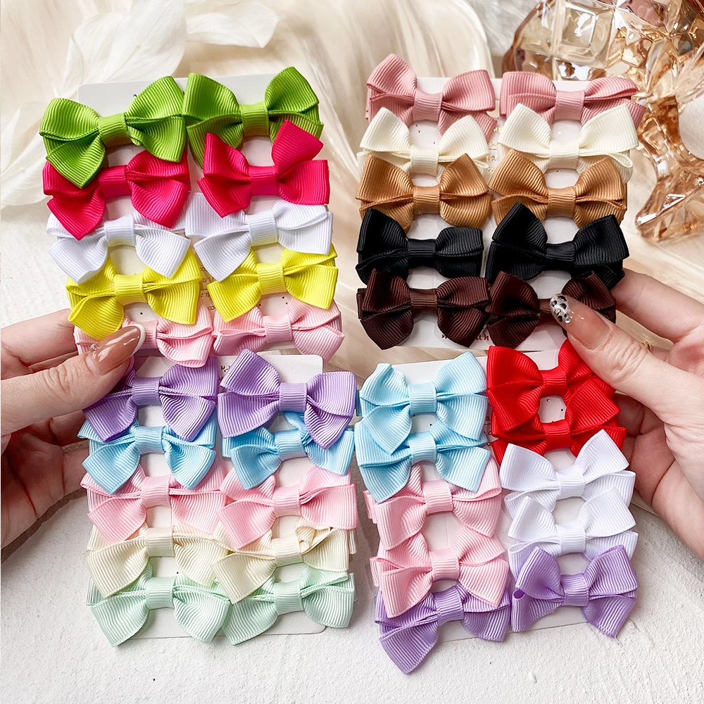 

10 шт./компл. однотонные заколки для волос с бантиками для милых девочек безопасные бутиковые заколки ручной работы Заколки Головные уборы Д...