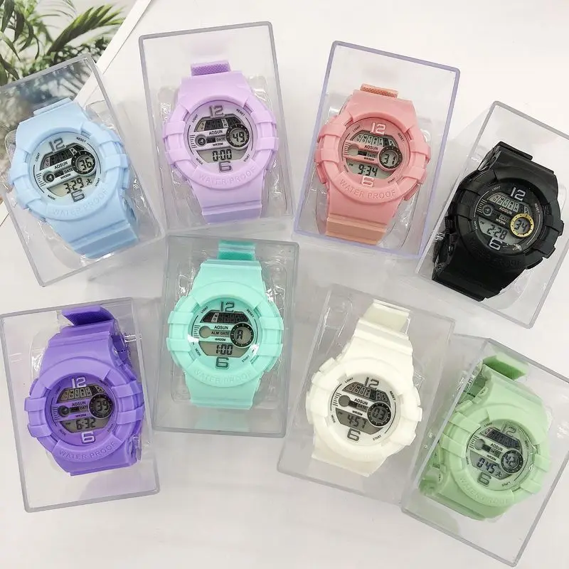 Sports colorful light electronic watch female