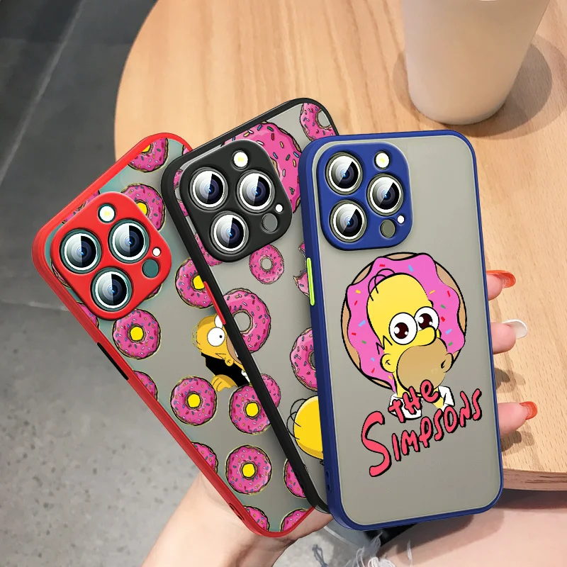 

Cartoon The Simpsons For Apple iPhone 13 12 11 Mini XS XR X Pro MAX 8 7 Plus Frosted Translucent Funda Capa Phone Case