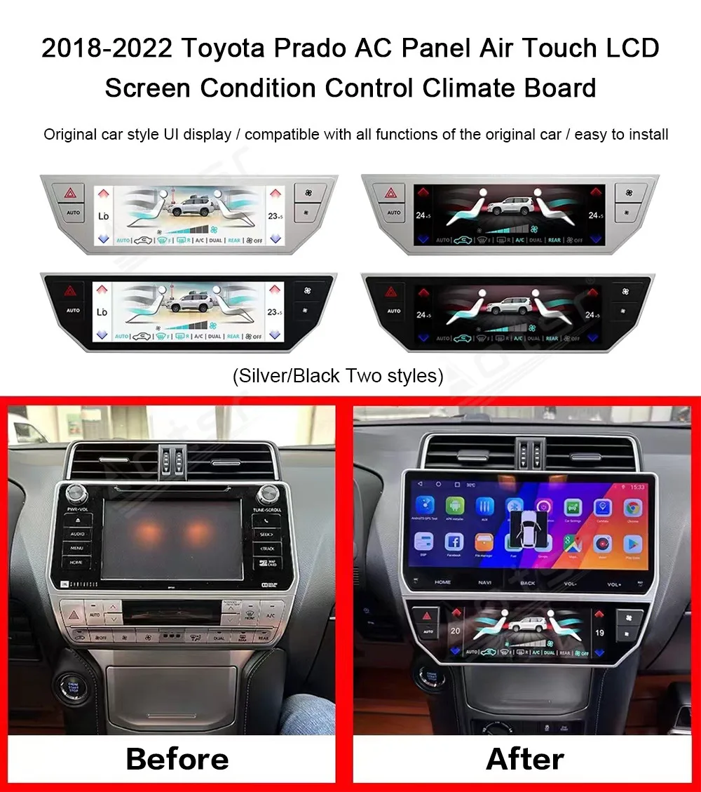 

Air Conditioning Panel For Toyota Land Cruiser Prado 2018 2019 2020 2021 2022 2023 Climate Control Board LCD Touch Screen Player