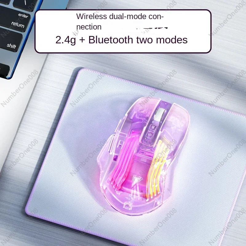 Прозрачная беспроводная Bluetooth мышь Tarantula Sc518 двойной режим 2 4 ГГц RGB светящаяся