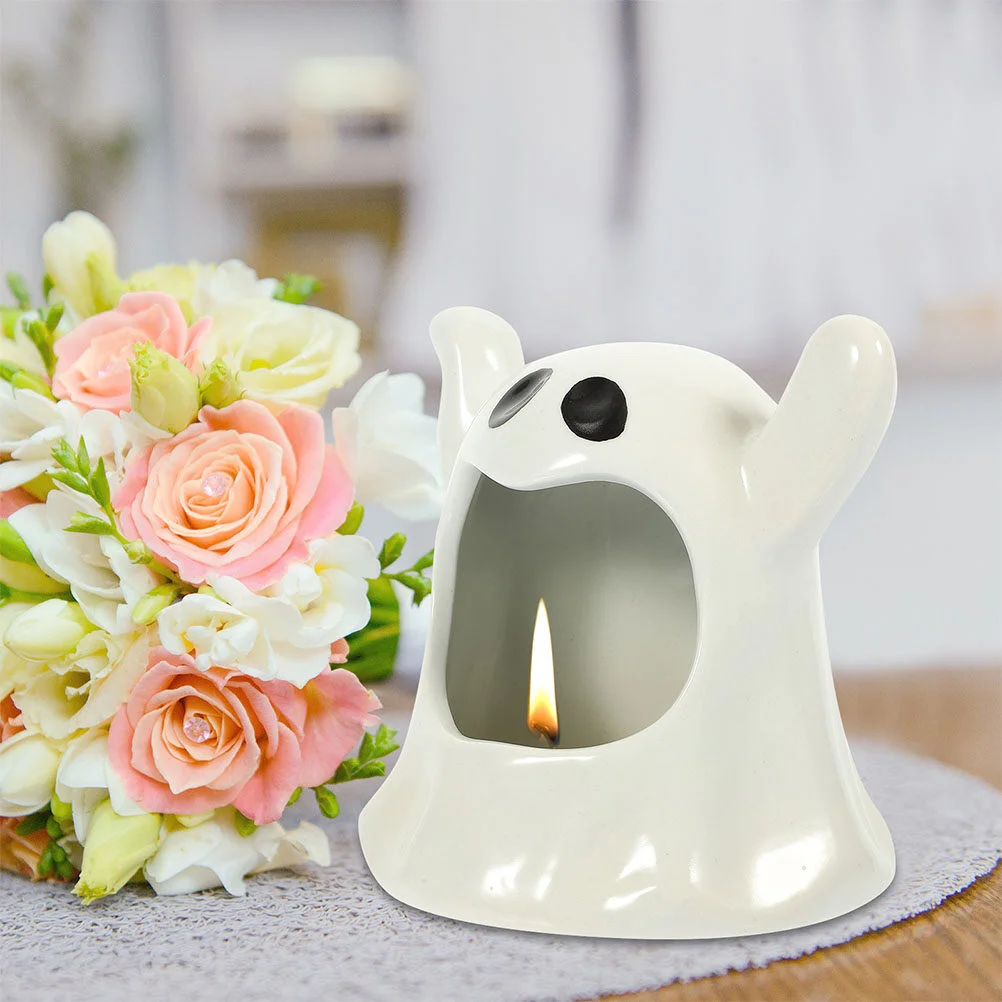 

Ornaments Ghost Festival Decor Ceramic Holder Desktop Aromatherapy Candlestick Ceramics Halloween Candleholder