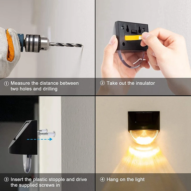 Акция! Светильники для забора на солнечной батарее 8 шт. в упаковке