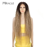 synthetic lace wig blonde wig cosplay wig long 38 inch curly ombre blonde wig with dark roots wavy heat resistant lace wig