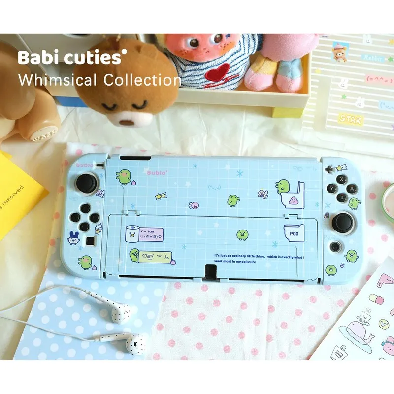 Милый и очаровательный дизайн с большим ртом, защитный чехол для Switch 2, свежий синий, индивидуальный защитный чехол для Oledns Lite, аксессуары для аниме-игр. (art.: 3920dce530dca) - 3920dce530dca