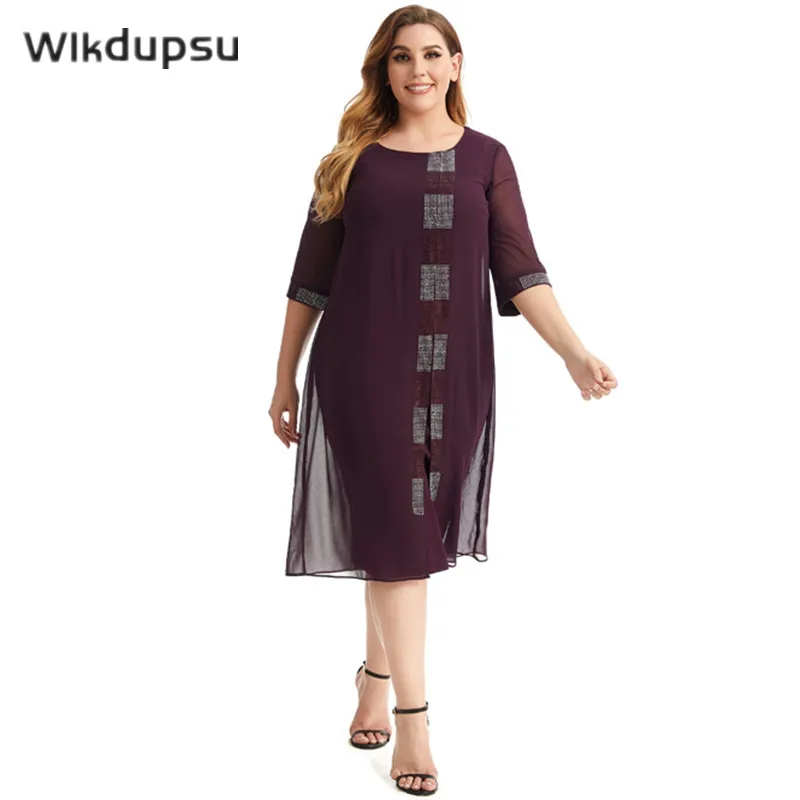 

Chiffon Mother of the Bride Dresses Knee Length Fake 2 Piece Jacket Mother Dress High Quality Wedding Party Groom Mother Gown