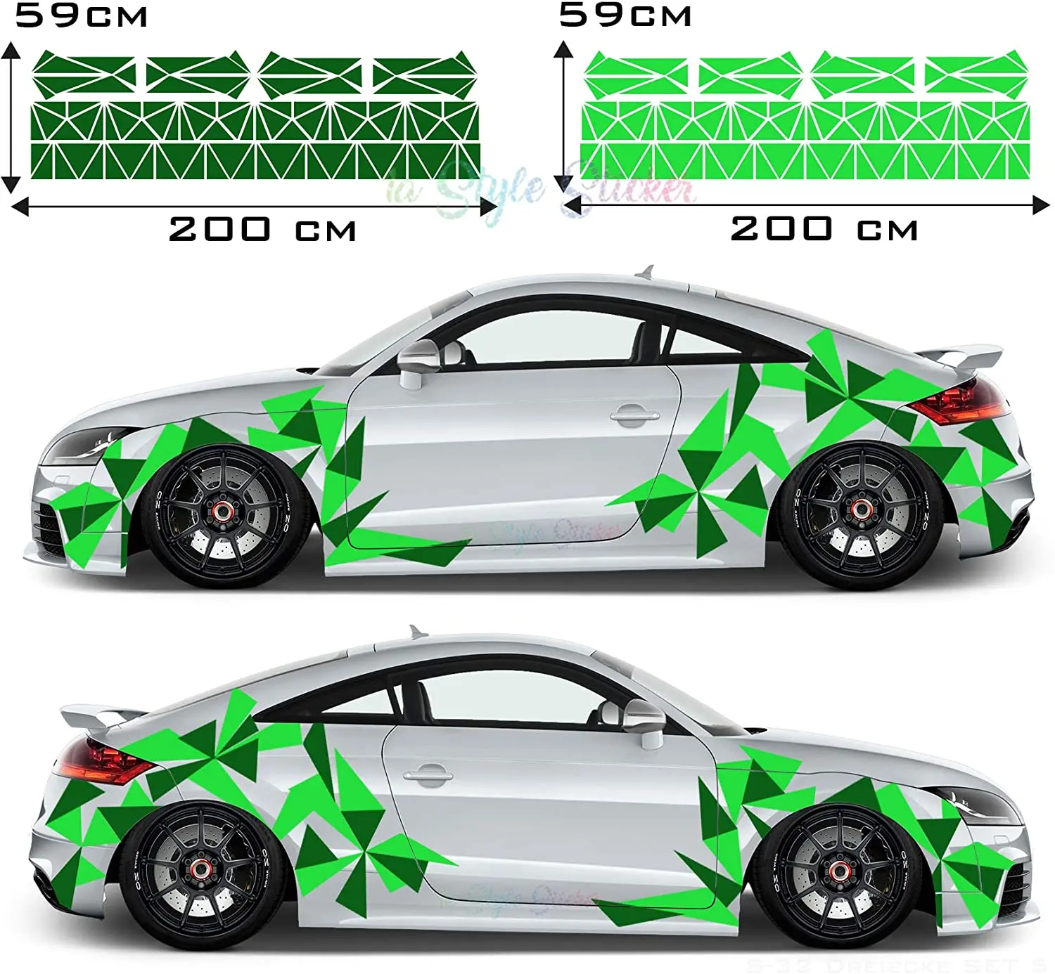 

Side Sticker Triangle Car Tattoo New Square Decal Mix Set 2 Colours 194 Pieces Camouflage Style New