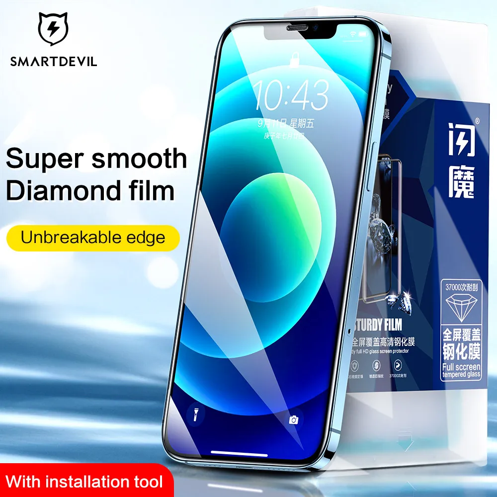 SmartDevil 10H Diamond Screen Protectors For iPhone 14 13 12 Pro Max Glass For iPhone 13 12 mini Full Cover HD Anti Blue Ray