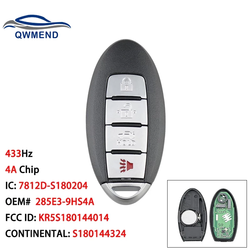 Автомобильный Дистанционный ключ QWMEND с 4 кнопками для Nissan Altima 2016 - Цена: 2006.63