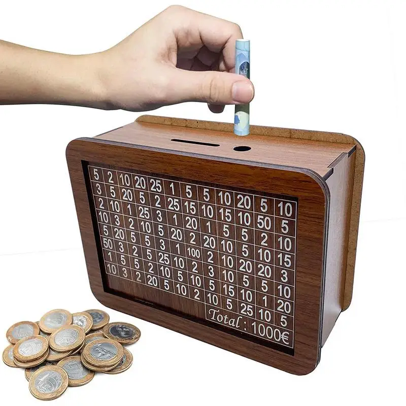 With Counter Wooden Decorative Piggy Bank Natural Adult Money Bank Birthday Gifts College Savings Target 1000