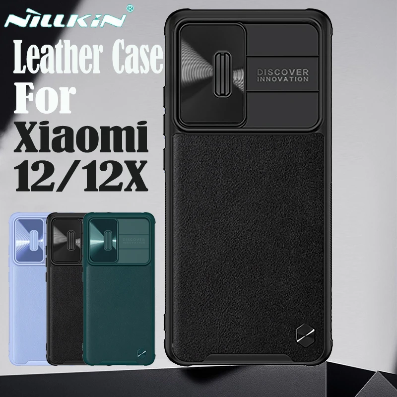 

Slide Camera Case For Xiaomi Mi 12 12X NILLKIN CamShield Leather Case Lens Privacy Protection Phone Back Cover For Xiaomi Mi 12S