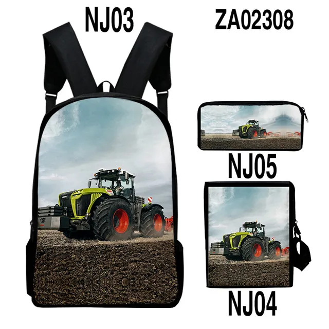 3 шт./компл. рюкзак с рисунком трактора наборы школьных сумок 3D принтом для
