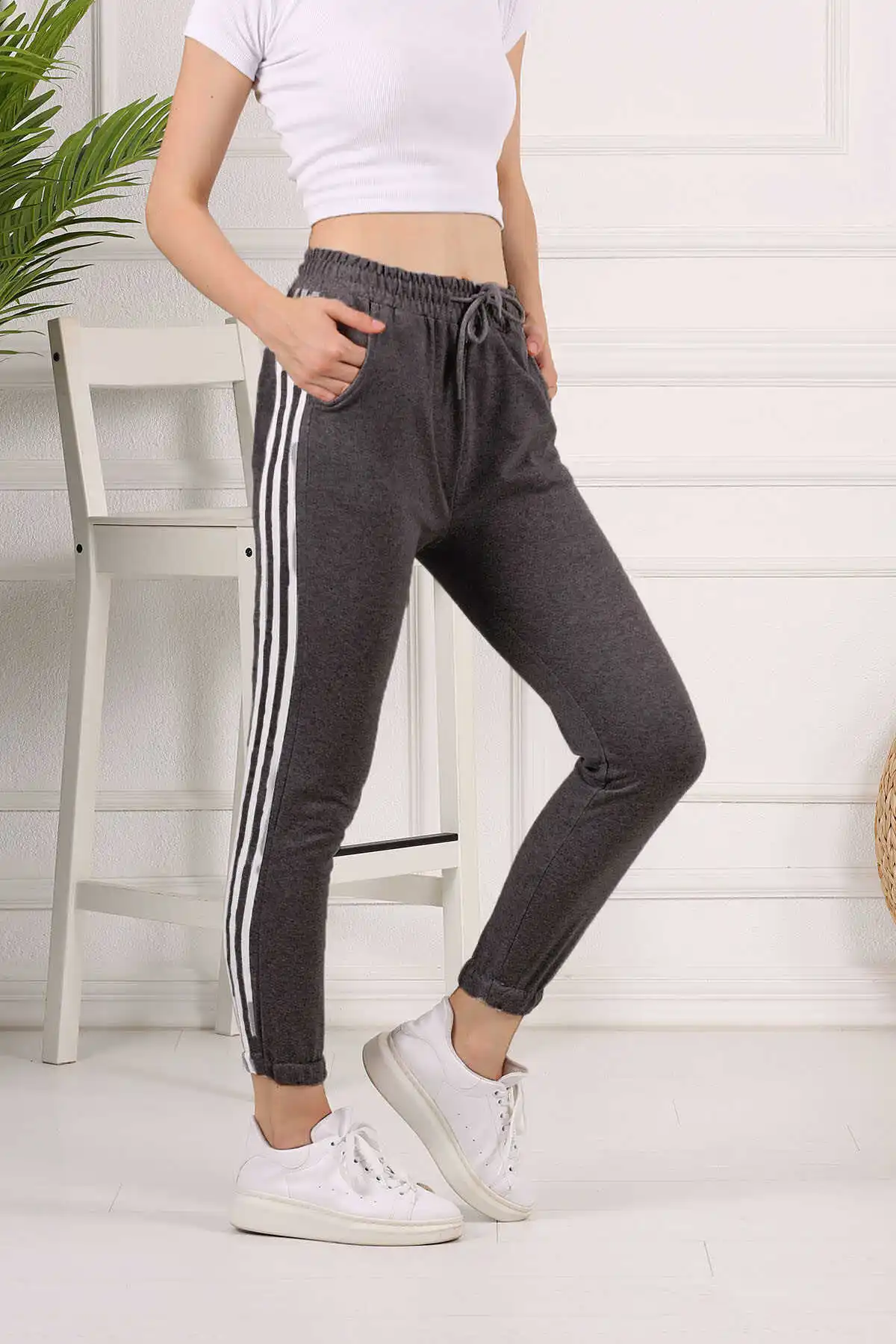 Yanı Stripe Sweatpants E-Anthracite