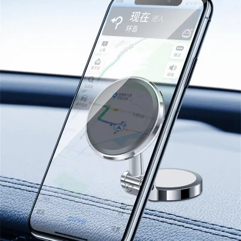 

Metal Car Mobile Phone Holder Folding Magnetic Cell Phone Stand In Car GPS Support For IPhone 14 Xiaomi 360° Rotatable Mount