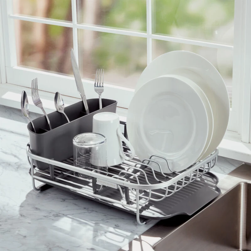 

Aluminum Space Saving Dishrack in Charcoal Gray