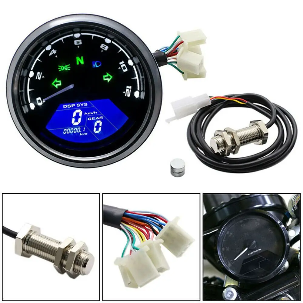 

New Odometer Digital Motorcycle Meter Tachometer Oil Gauge Speedometer LCD