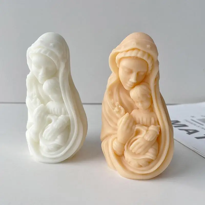 

Resin Molds 3D Virgin Mary Silicone Candle Mold Blessed Virgin Mary With Baby Sculpture Casting Mold Handmade Resin